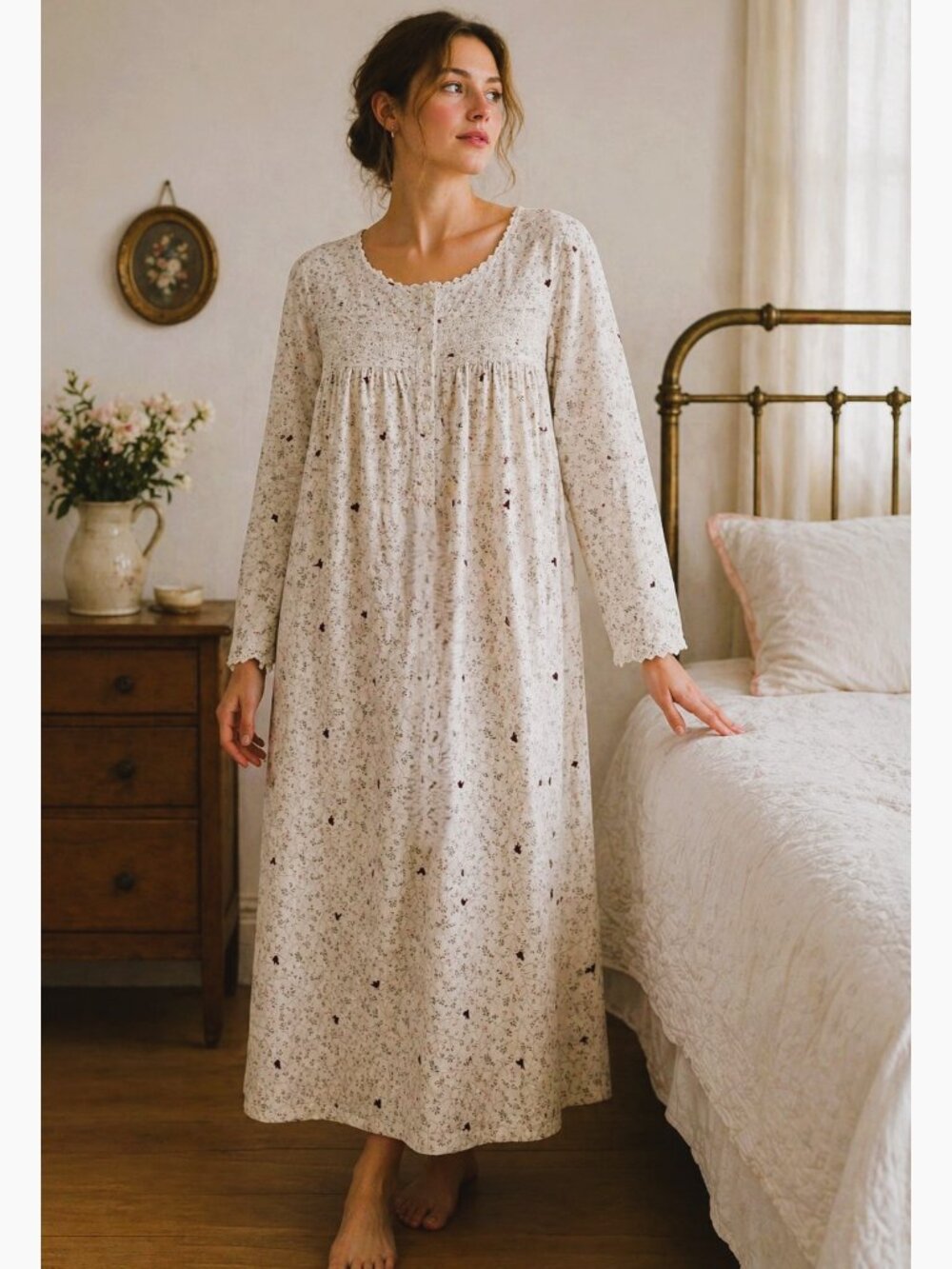Croft & Barrow S Cotton Victorian Cardinal Flannel Nightgown Sleepshirt Chemise